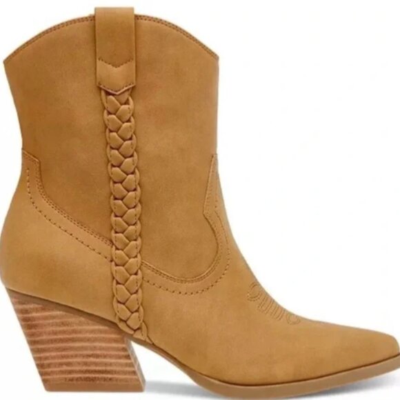 Dolce Vita Shoes - Dolce Vita Tan Braided Western Stacked Heel Koolson Boots Size 10 Like New